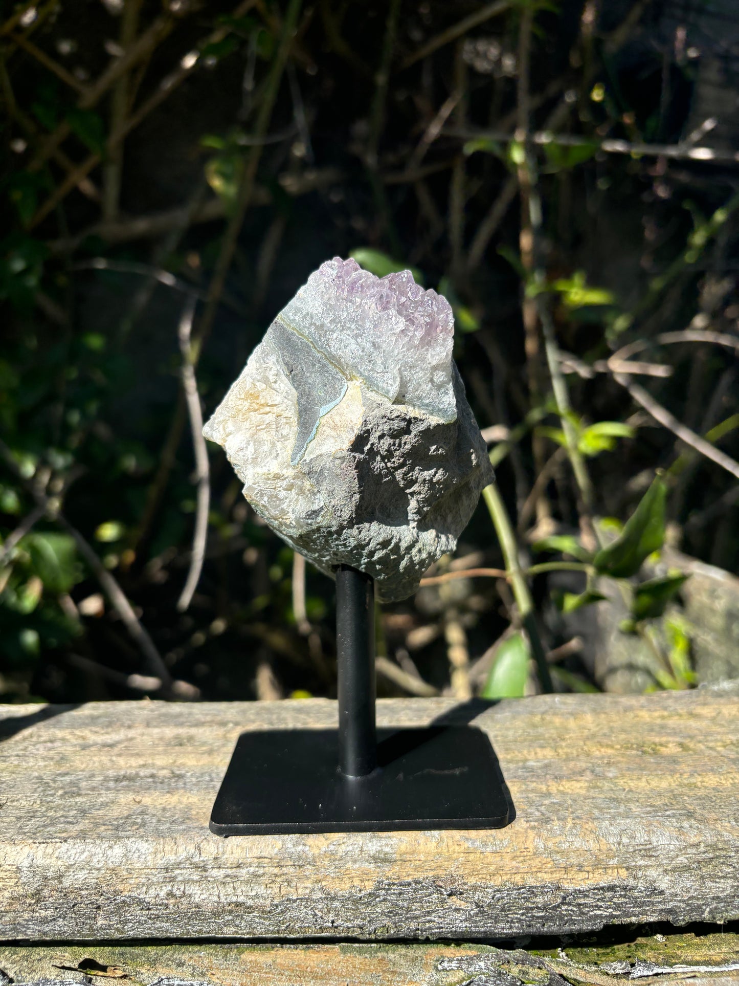 Amethyst Cluster On Metal Stand B