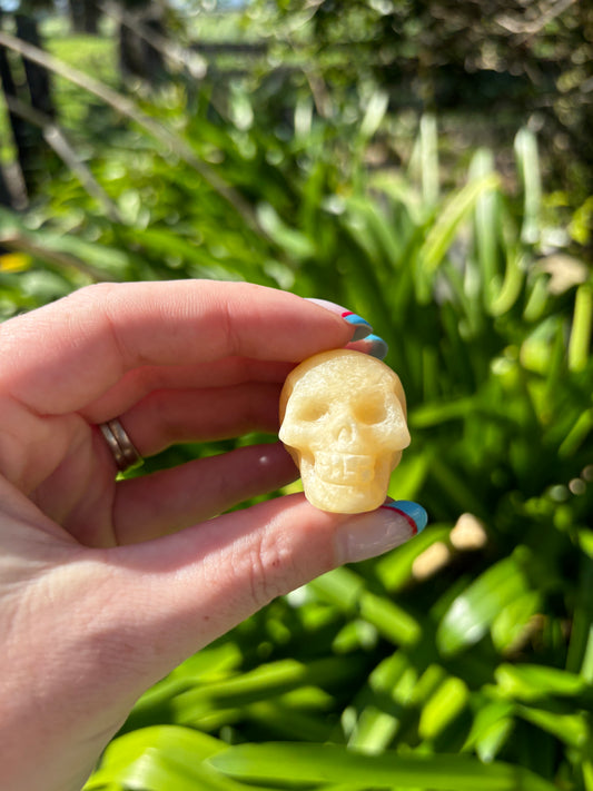 Orange Calcite Skull Small