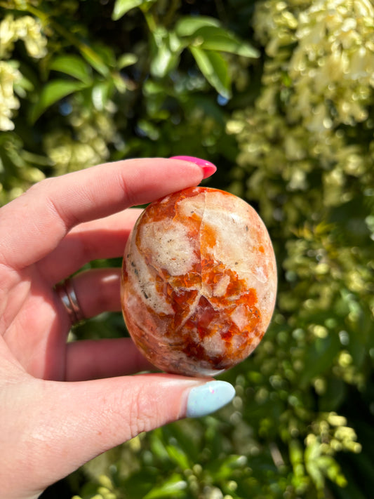 Carnelian & Quartz Palm Stone A