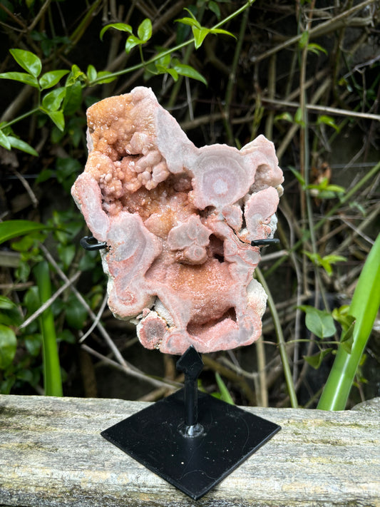 Pink Amethyst Slab On Stand