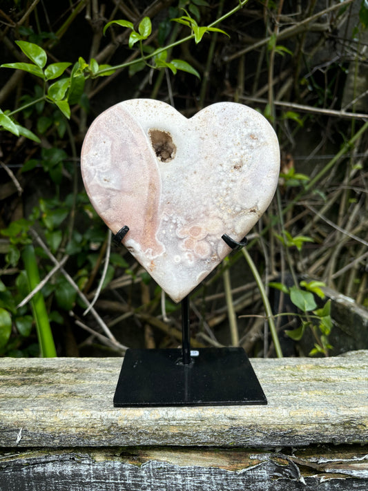 Pink Amethyst Heart on Stand