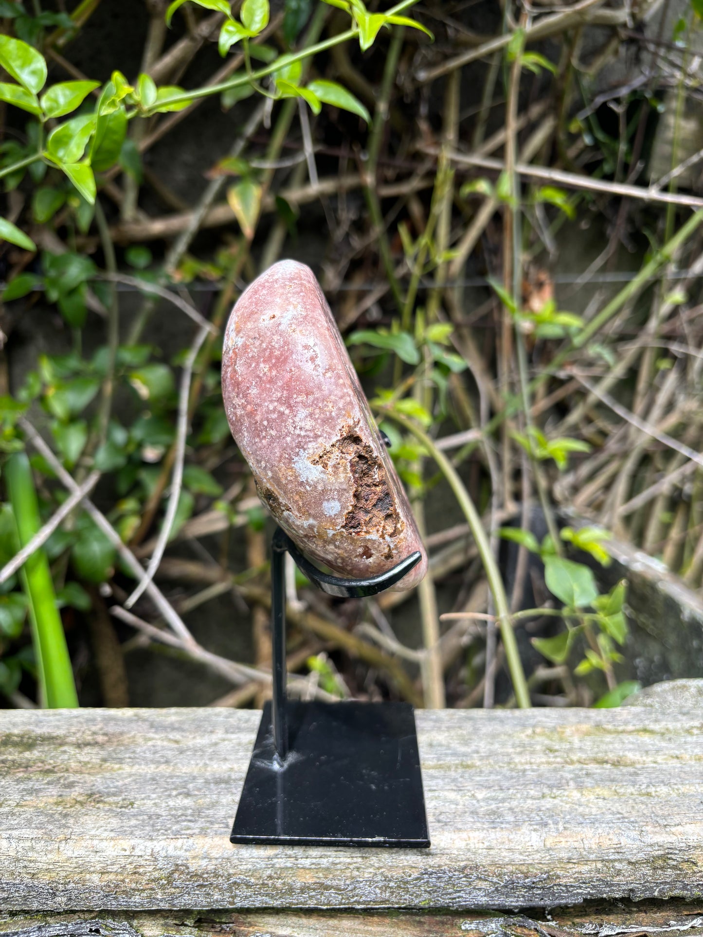 Pink Amethyst Moon On Stand