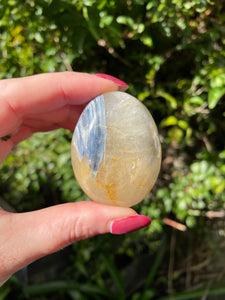 Blue Kyanite & Quartz Palm Stone D