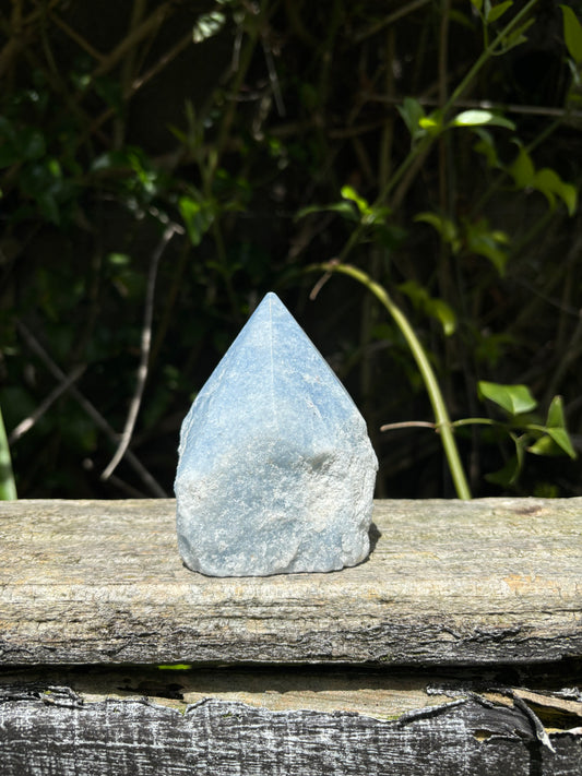 Blue Calcite Semi Polished Point B