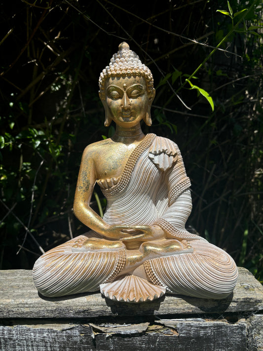 Gold & White Meditating Buddha XLarge A