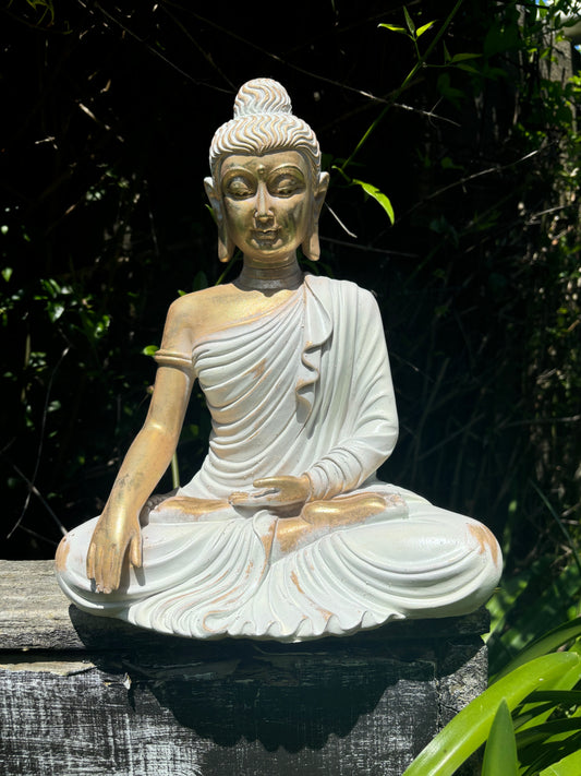 Gold & White Meditating Buddha XLarge B