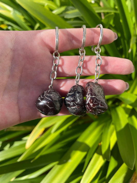 Garnet Tumbled Crystal Keyring