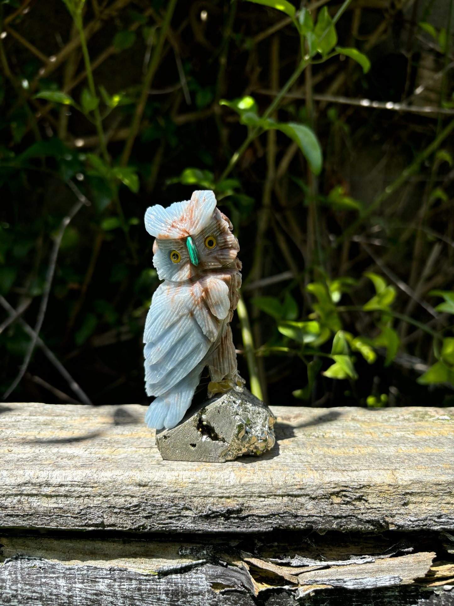 Angelite & Pyrite Owl