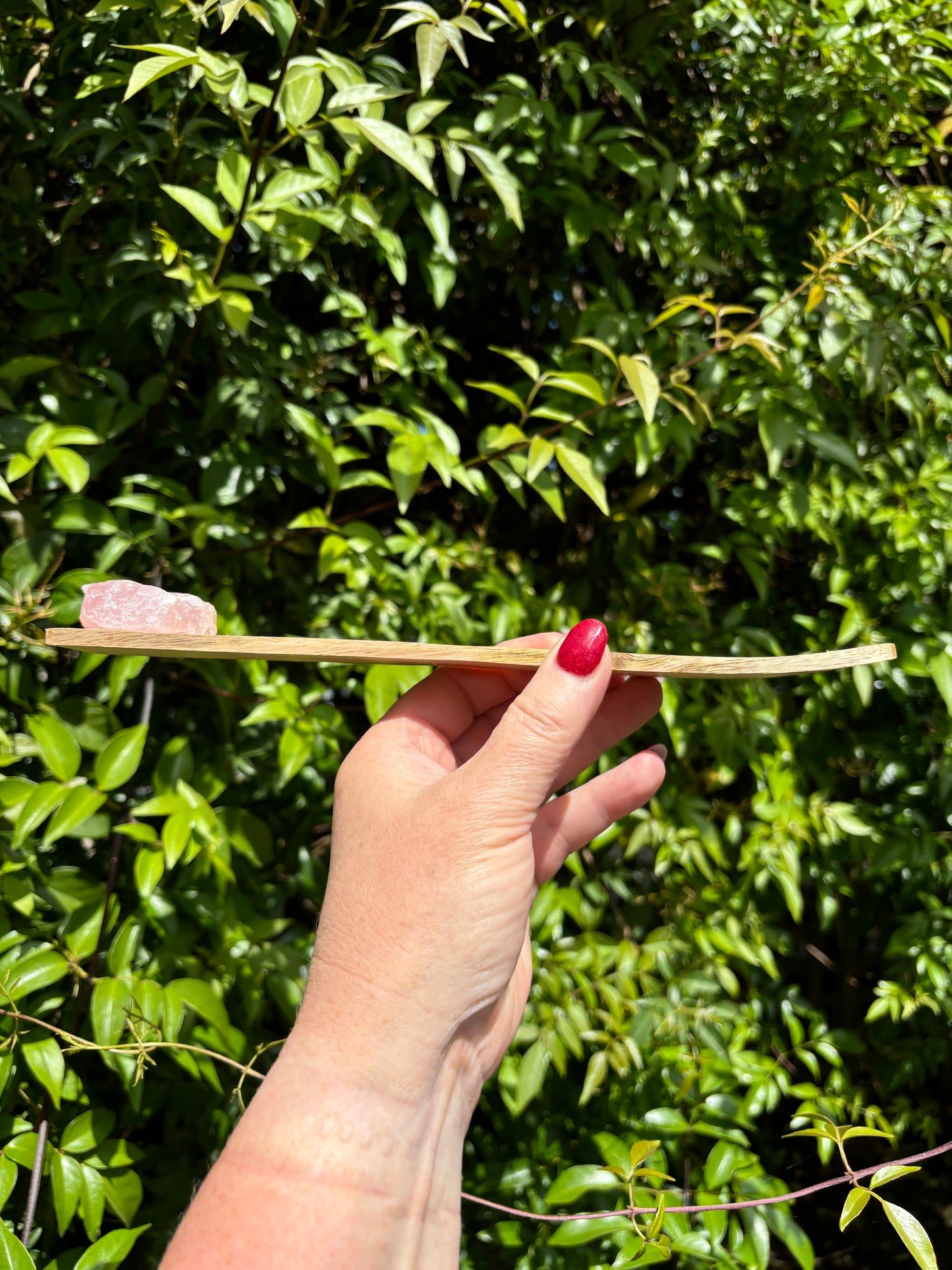 Rose Quartz Rough | Wooden Incense Holder