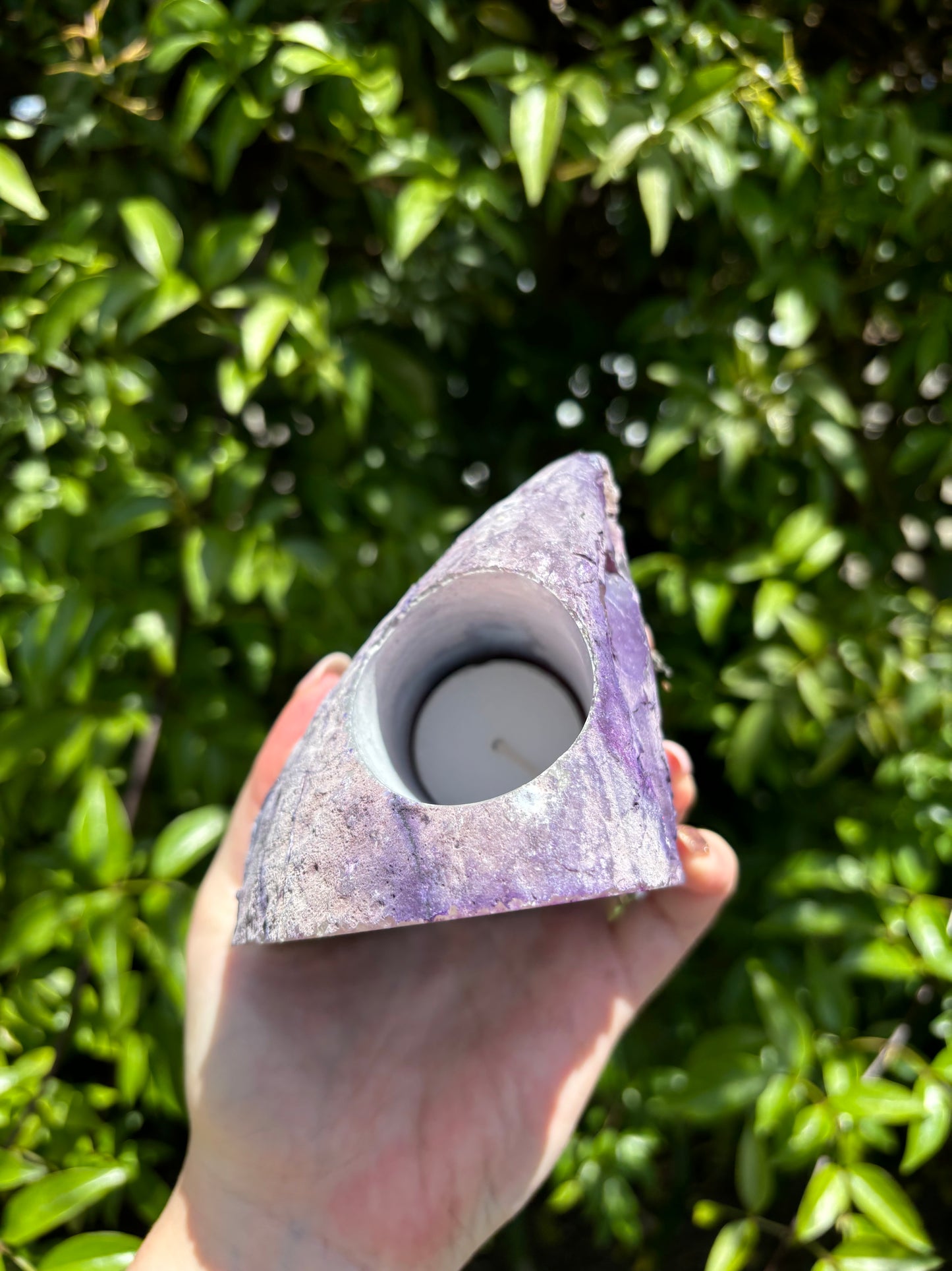 Purple Agate Geode Candle Holder C