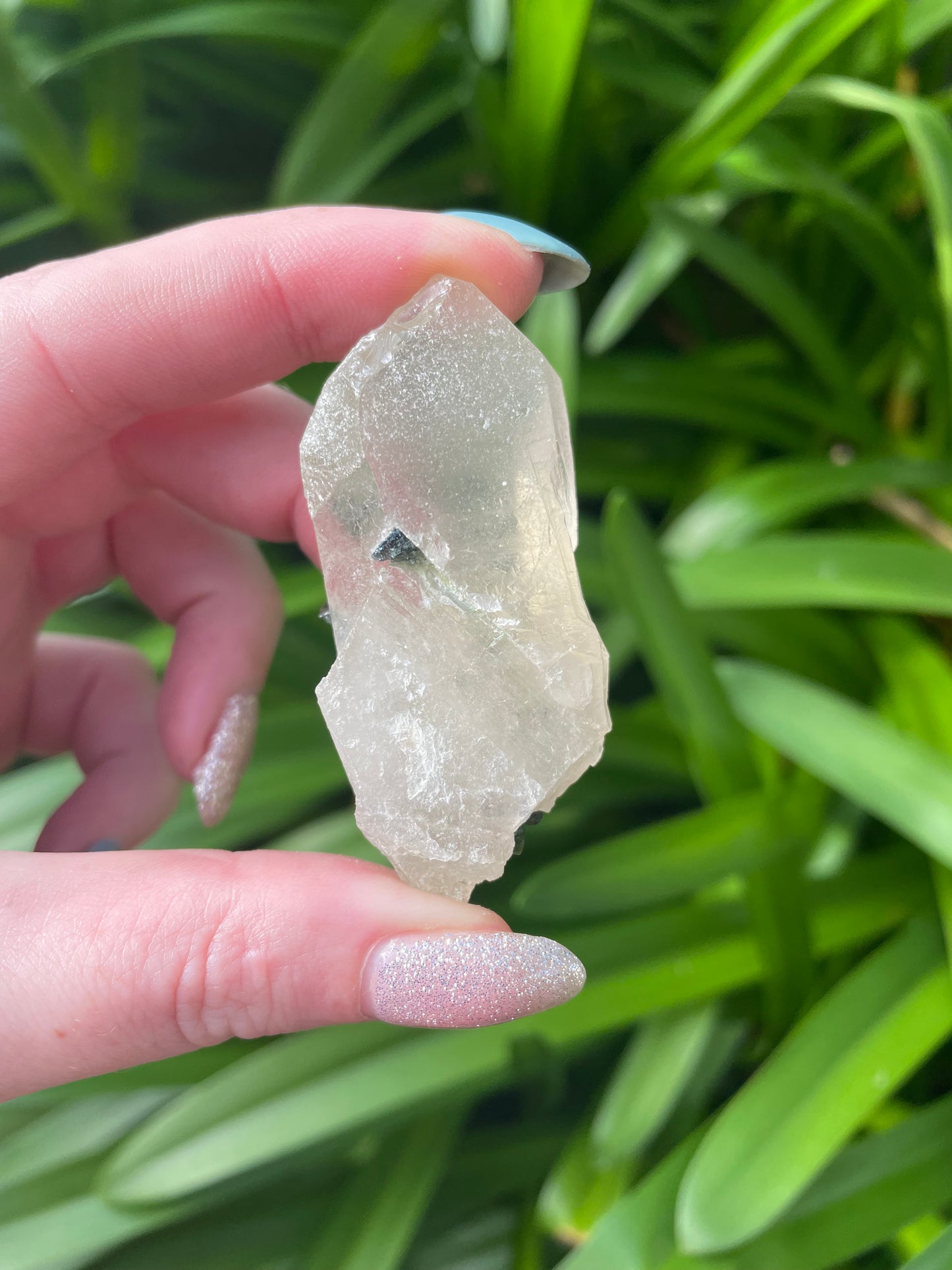 Green Tourmaline in Quartz Rough Piece C