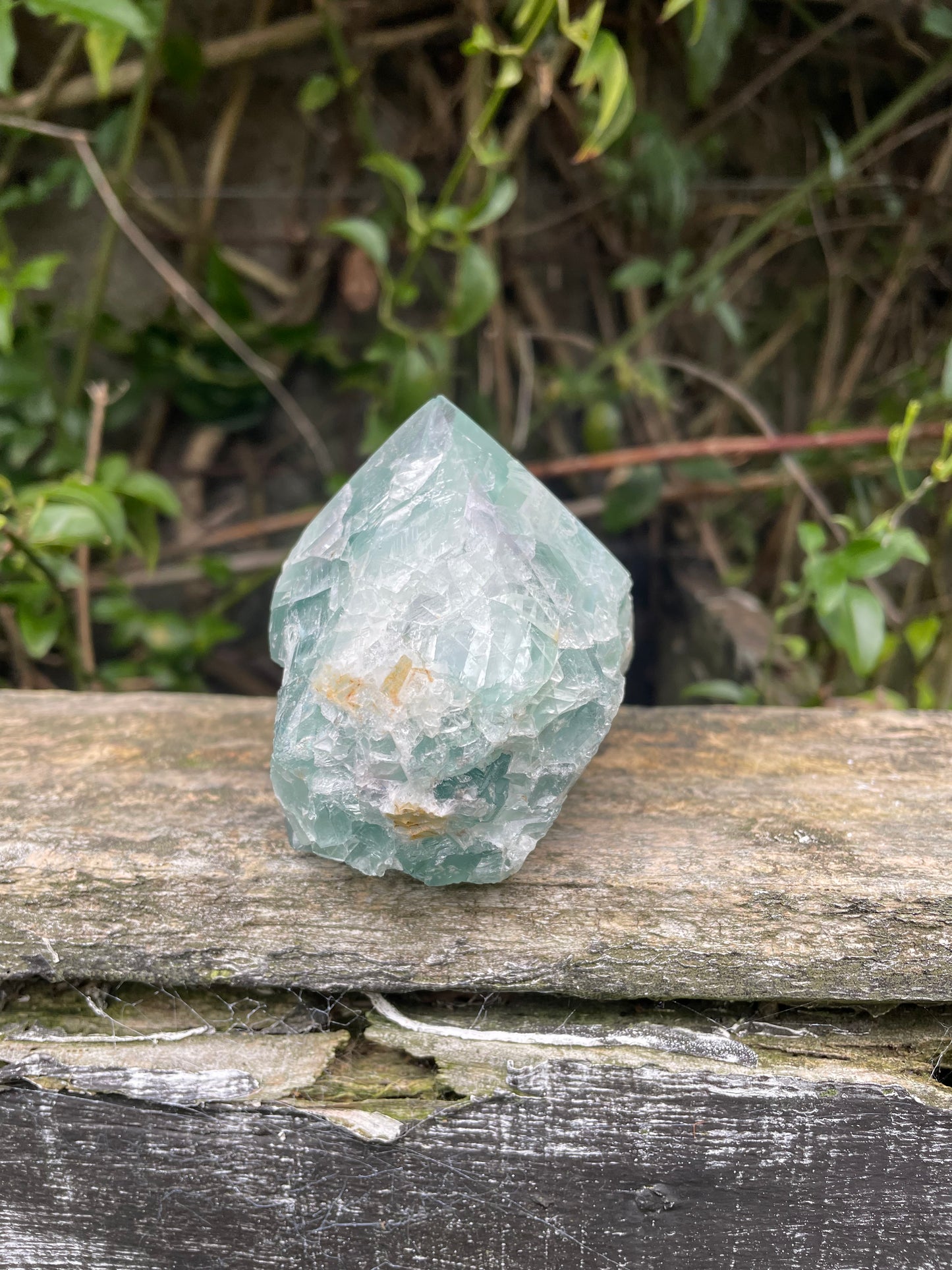 Rainbow Fluorite Semi Polished Point A