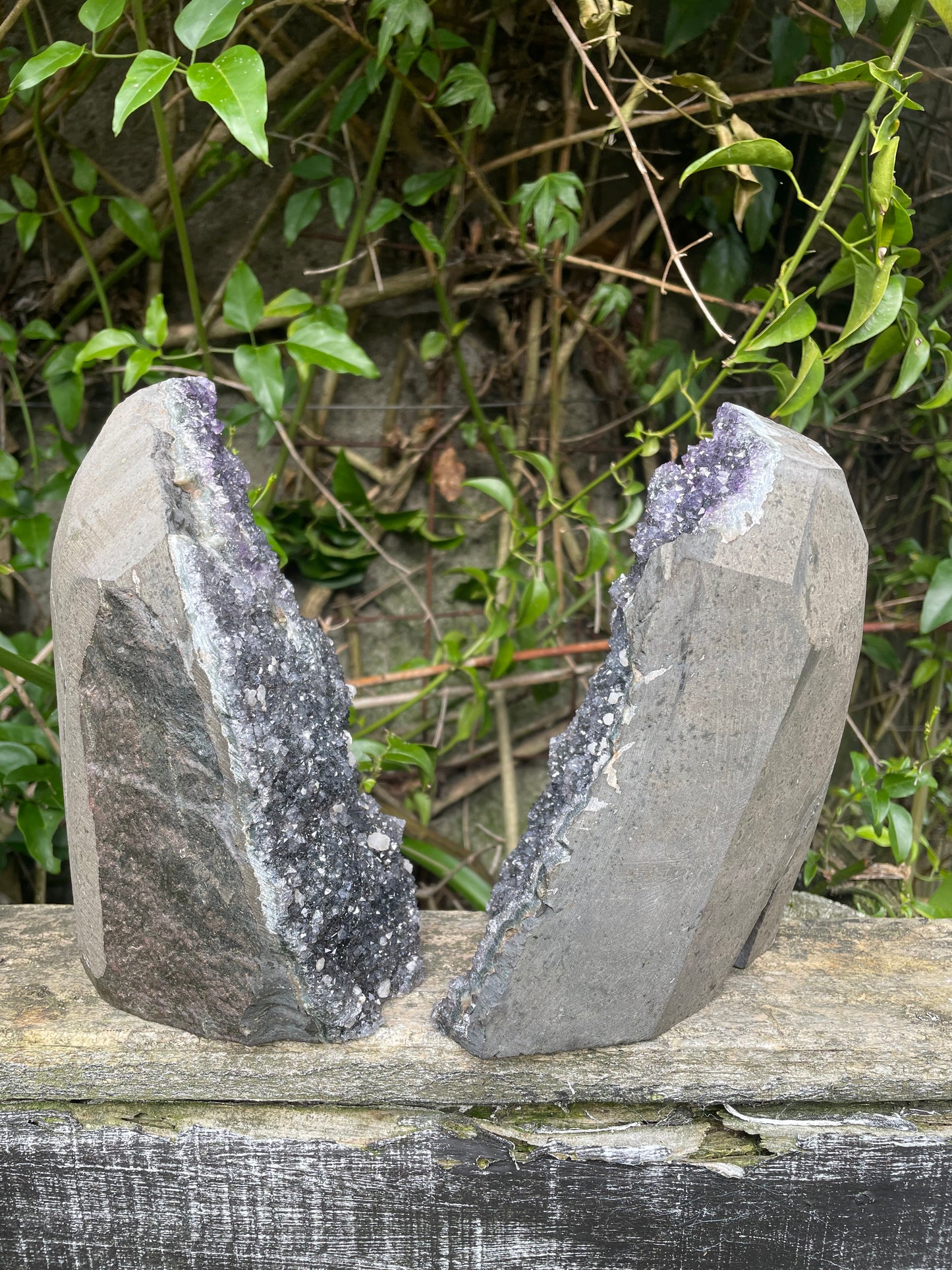 Black & Purple Amethyst Bookends 4.7kgs