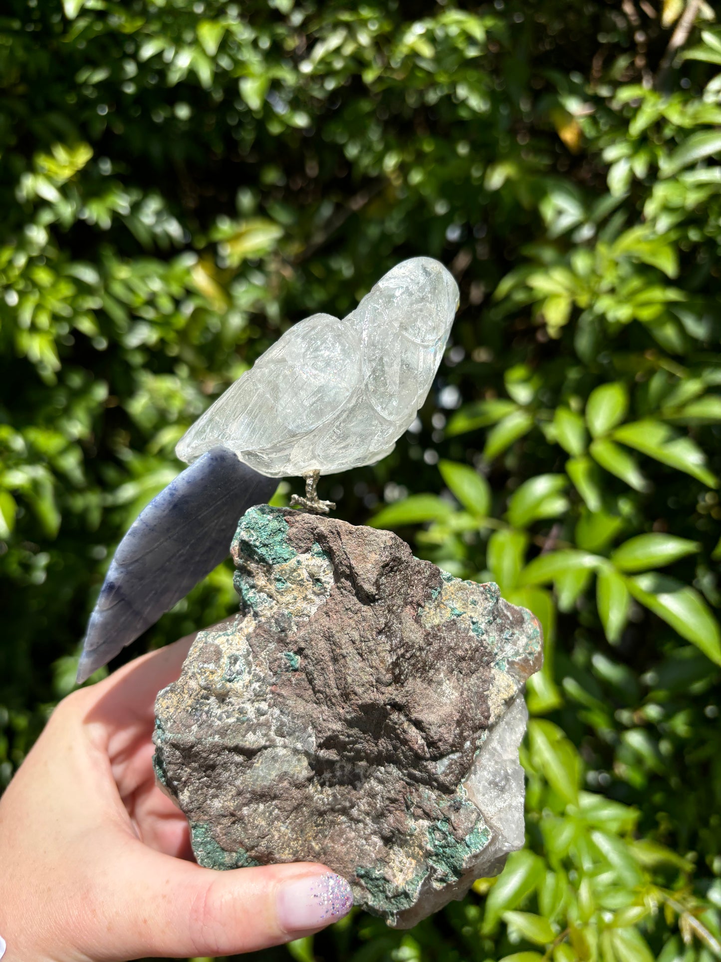 Clear Quartz & Blue Quartz Parrot