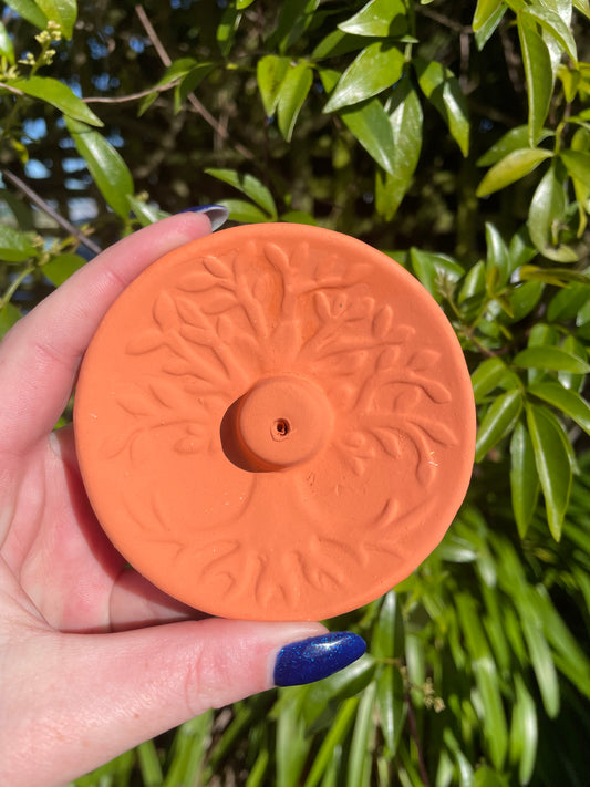 Tree Of Life Terracotta Incense Plate