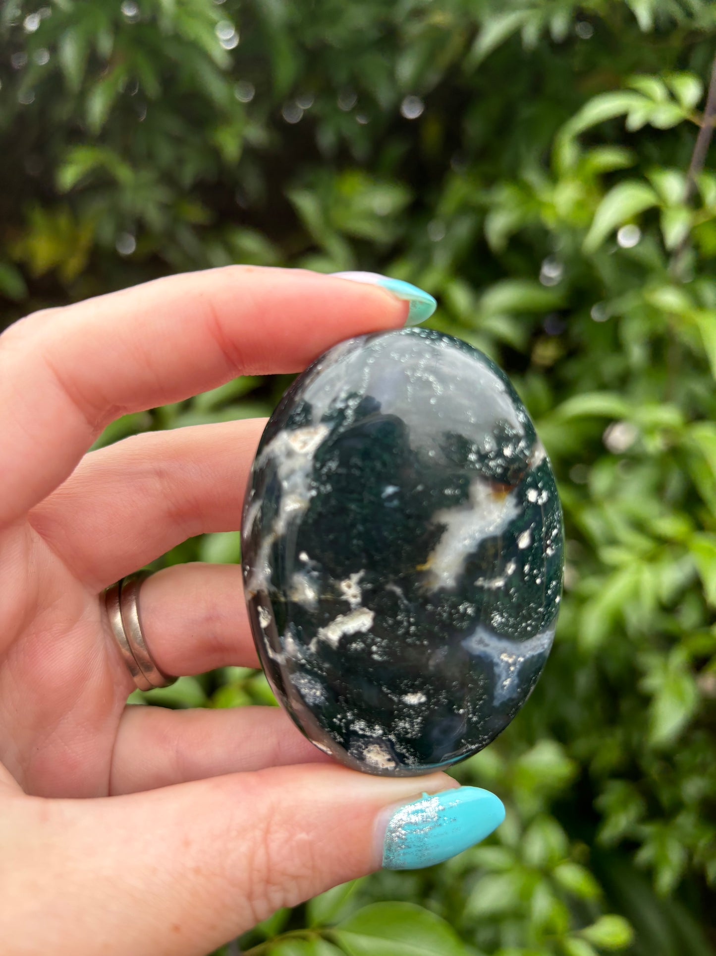 Moss Agate Palm Stone C