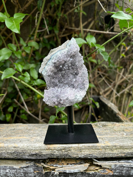 Amethyst Cluster On Metal Stand B