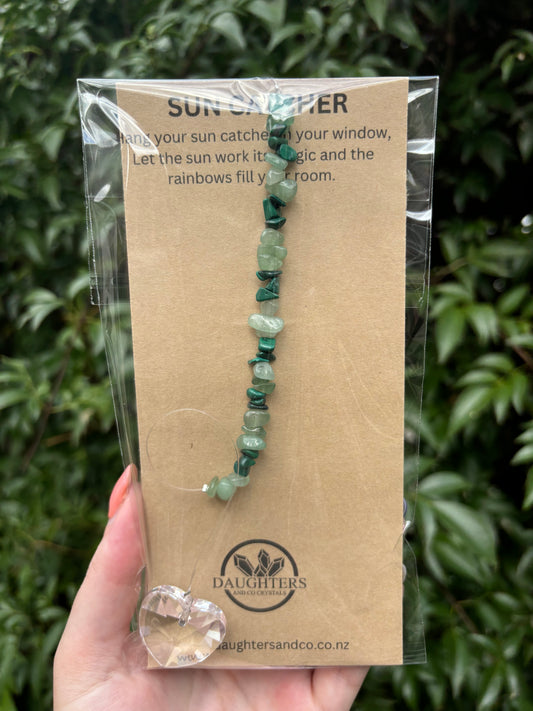 Malachite & Green Aventurine | Heart Sun Catcher