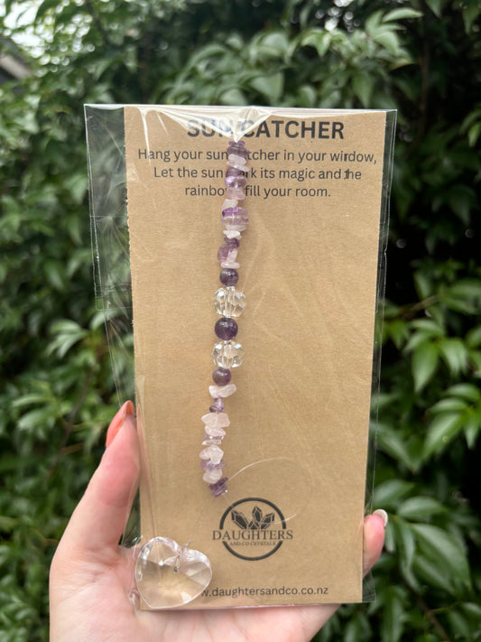 Amethyst & Rose Quartz | Heart Sun Catcher