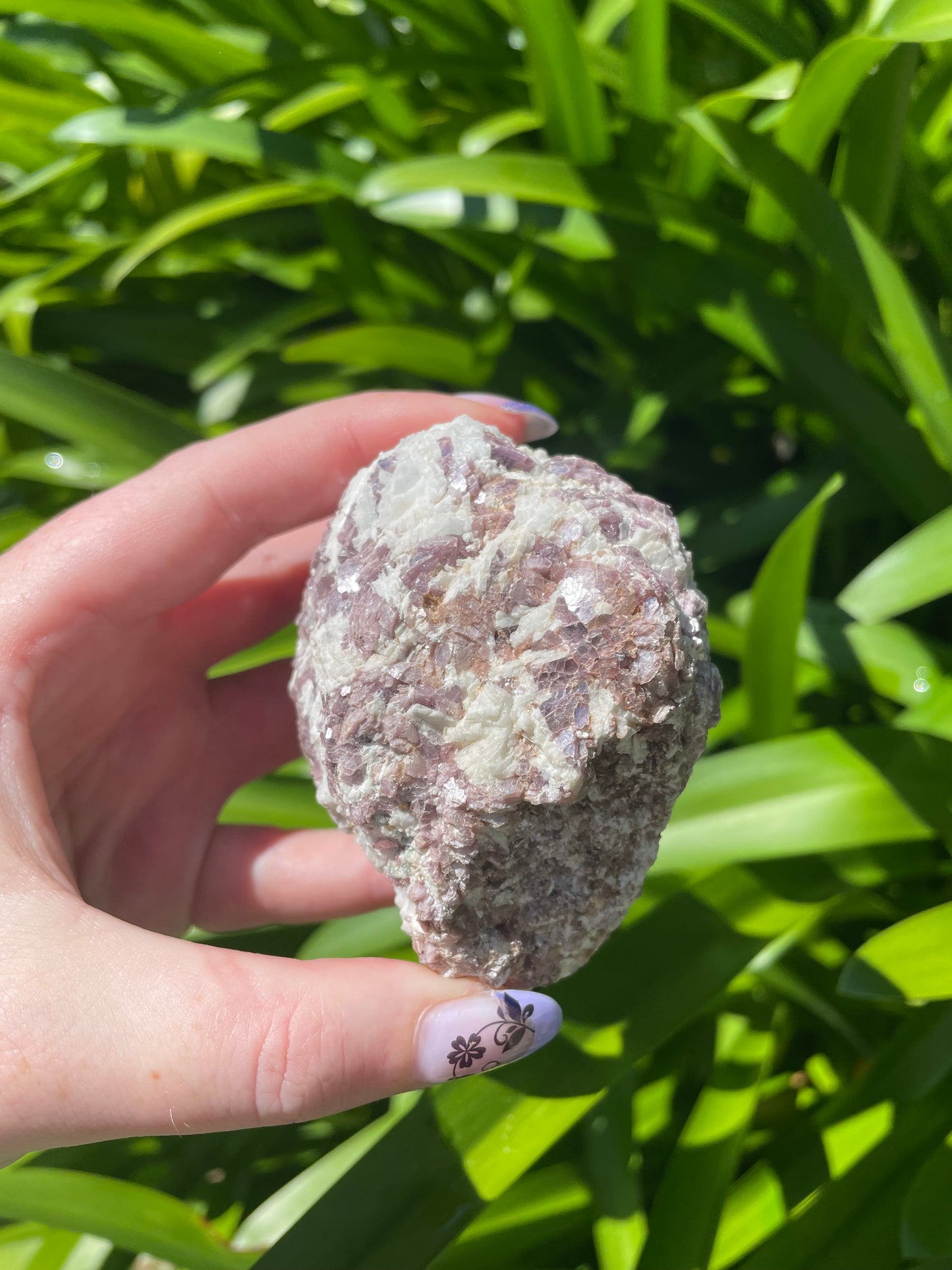 Lepidolite Rough Piece with Green Tourmaline