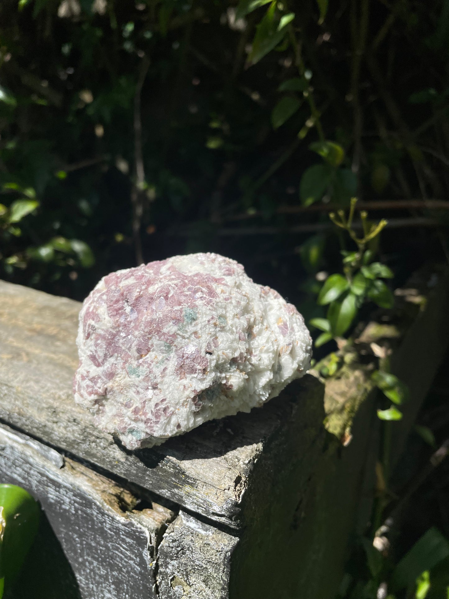 Lepidolite Rough Piece with Green Tourmaline