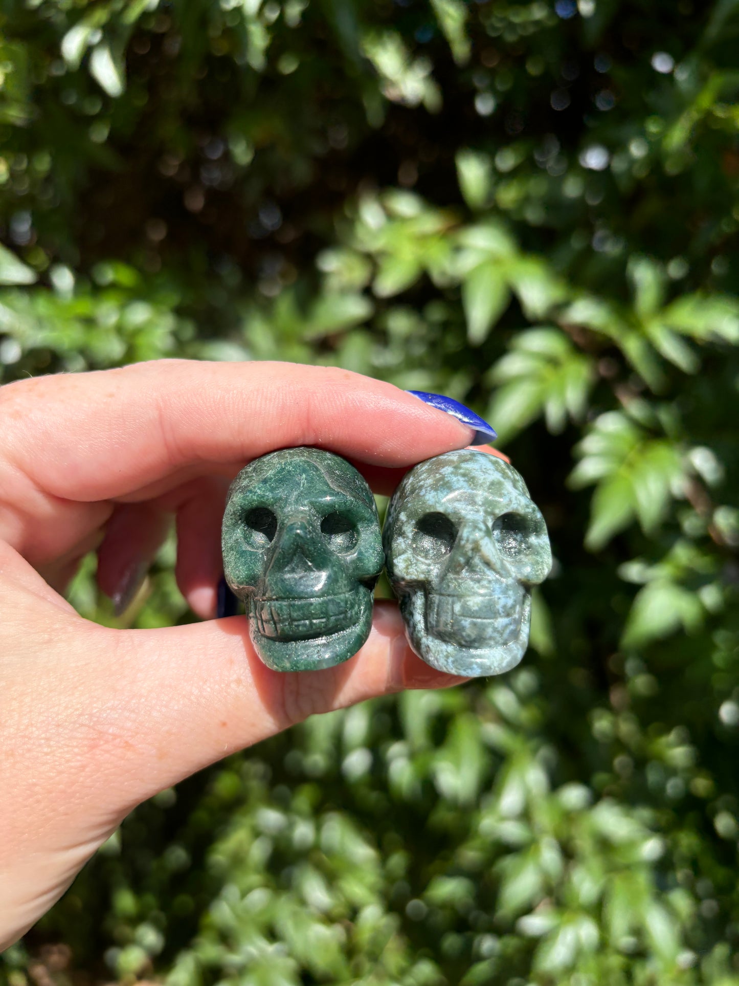 Moss Agate Medium Skull