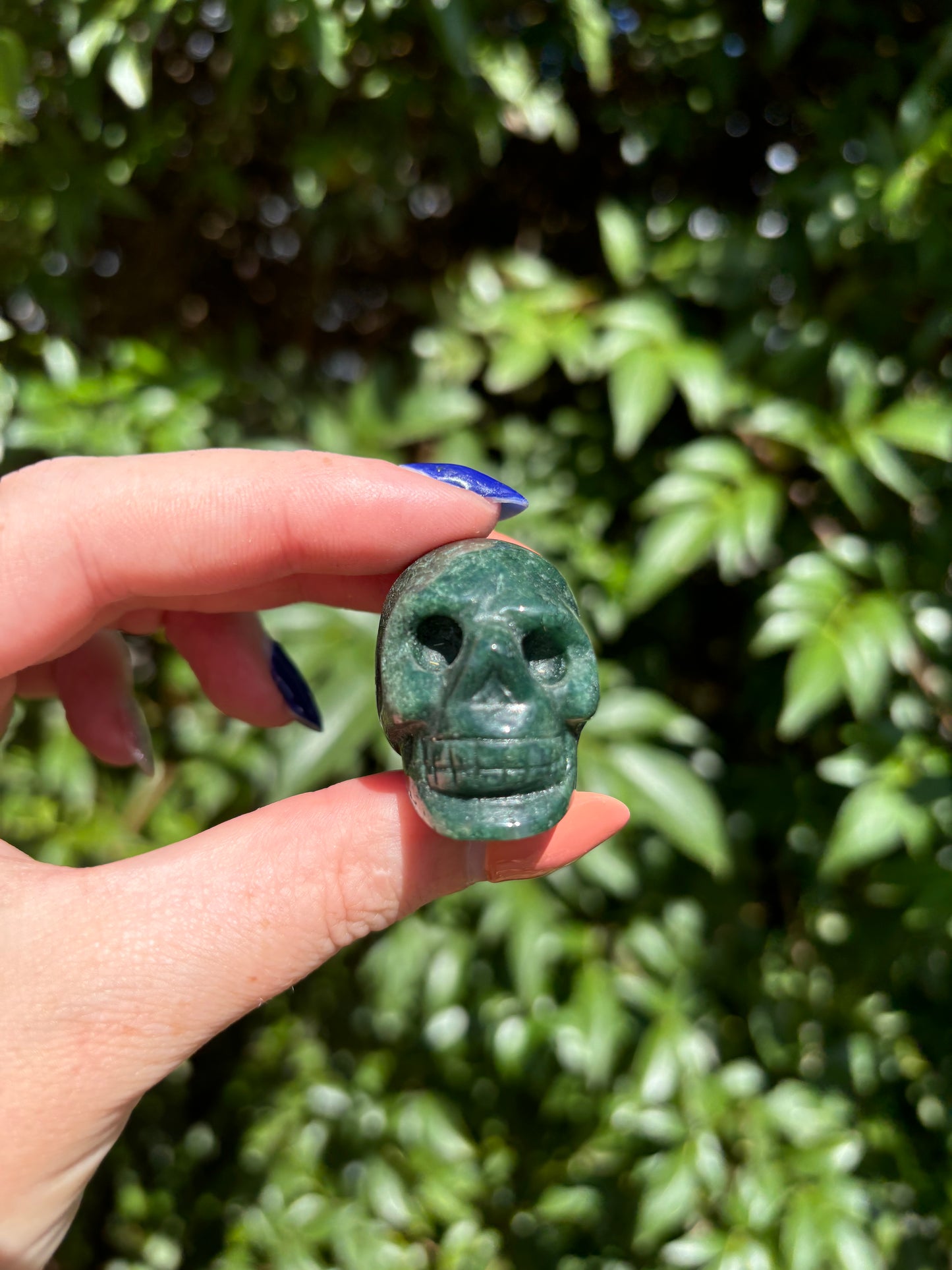 Moss Agate Medium Skull