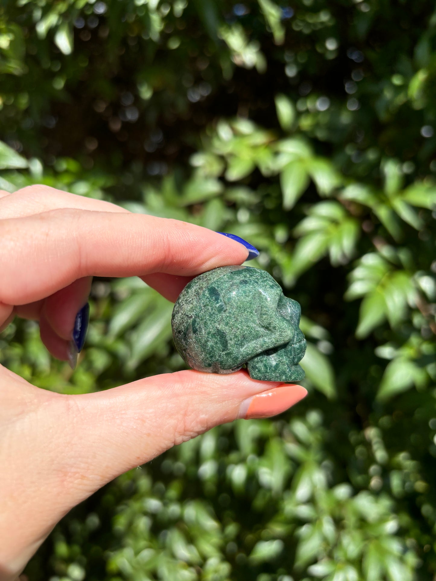 Moss Agate Medium Skull