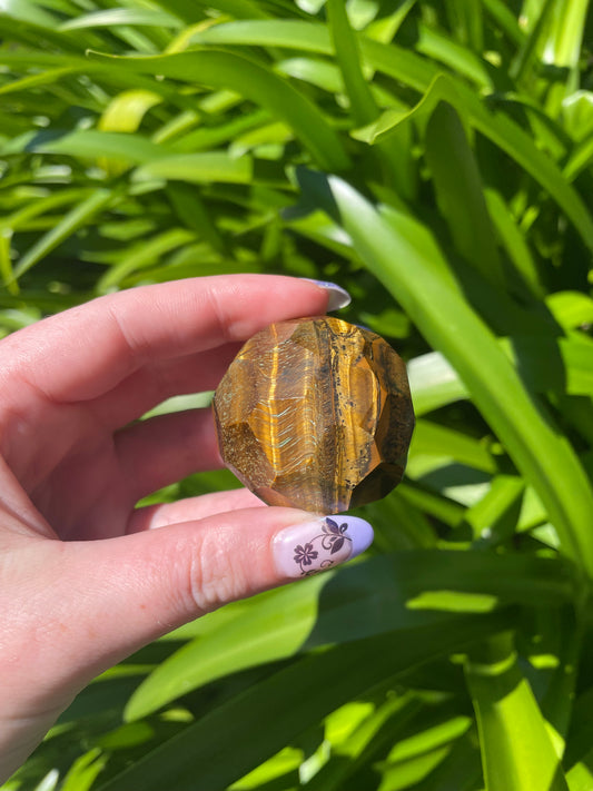 Tigers Eye Faceted Sphere A