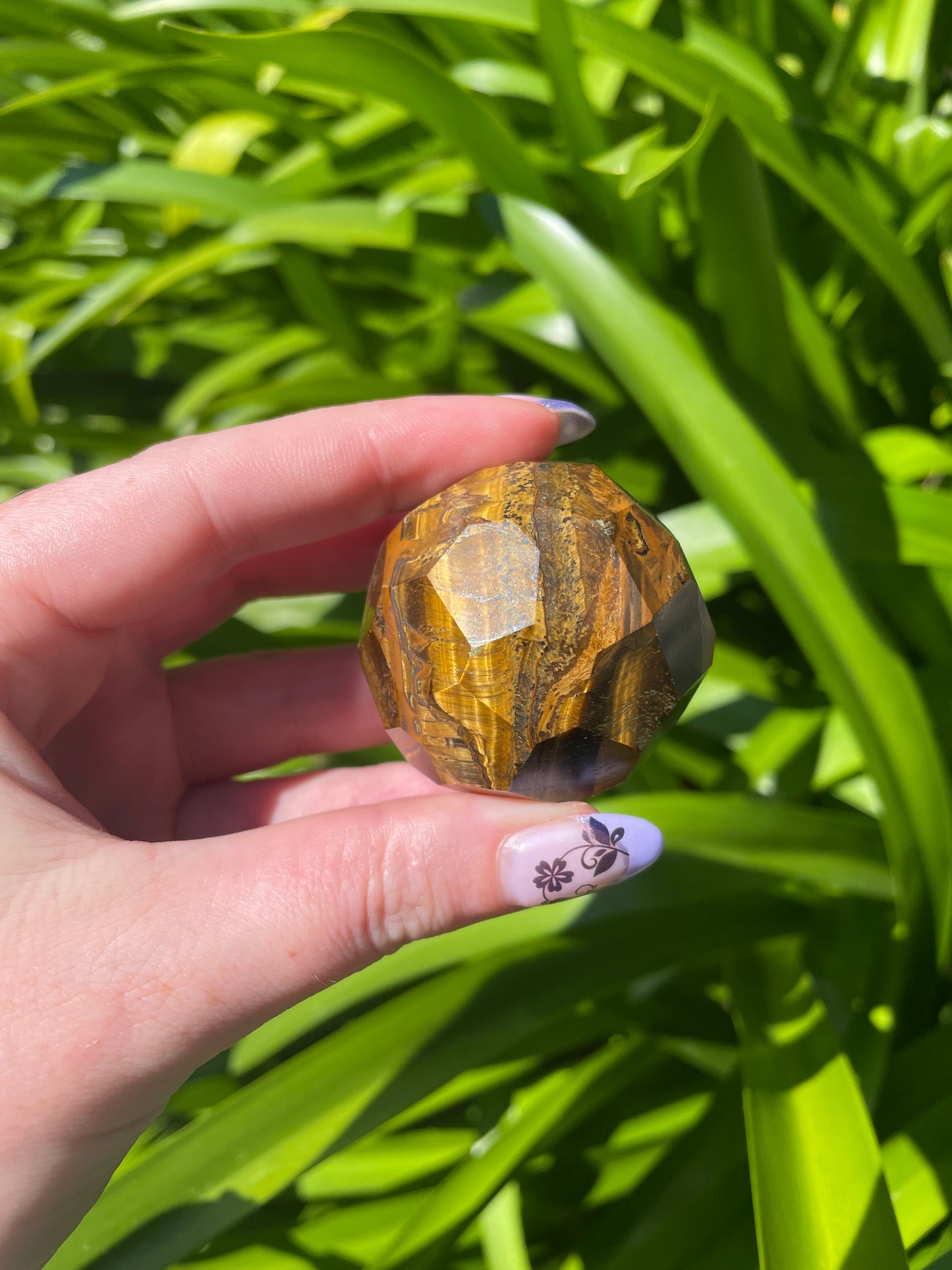 Tigers Eye Faceted Sphere A