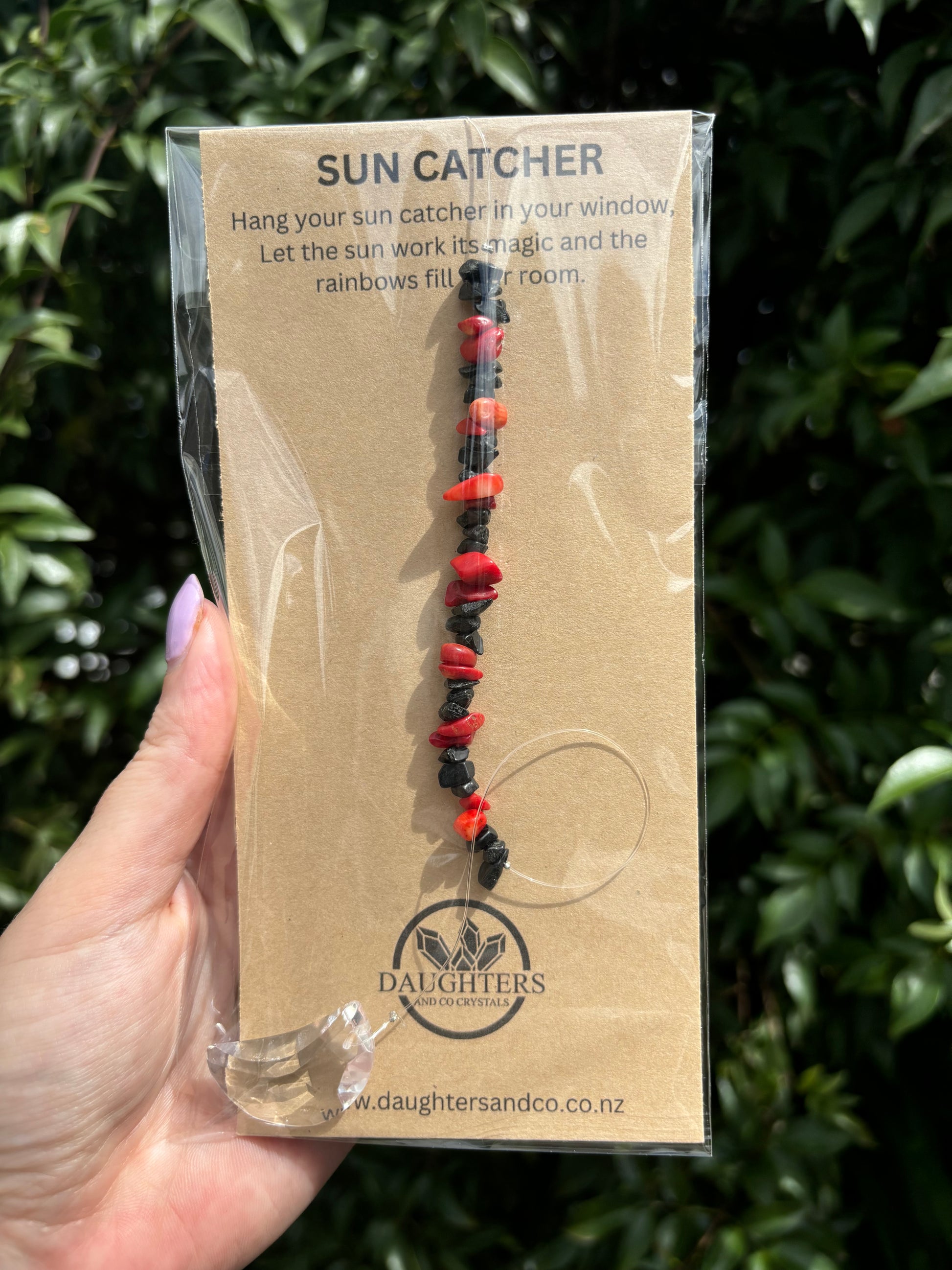 Black Tourmaline & Red Coral | Moon Sun Catcher – Daughters And Co Crystals