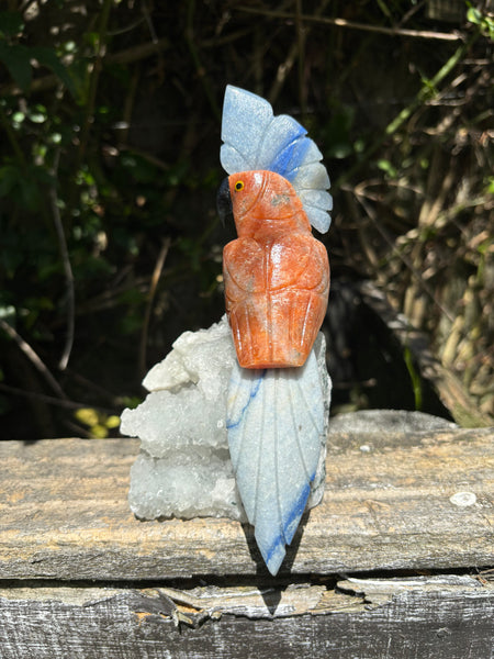 Orange Calcite & Blue Quartz Parrot