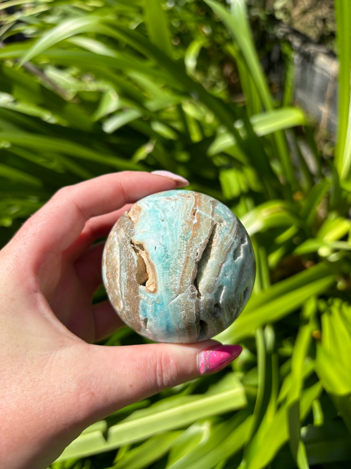 Blue Aragonite Sphere B