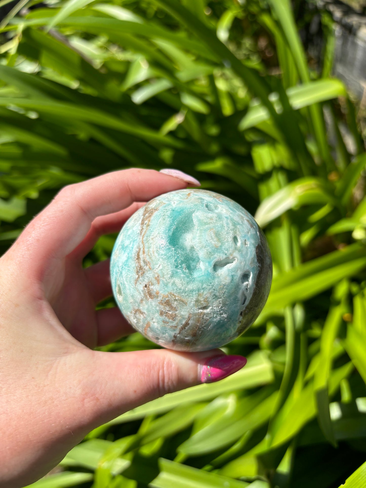 Blue Aragonite Sphere B