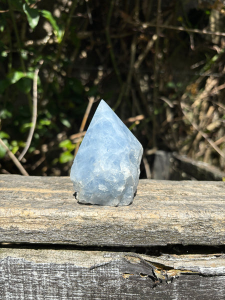 Blue Calcite Semi Polished Point B