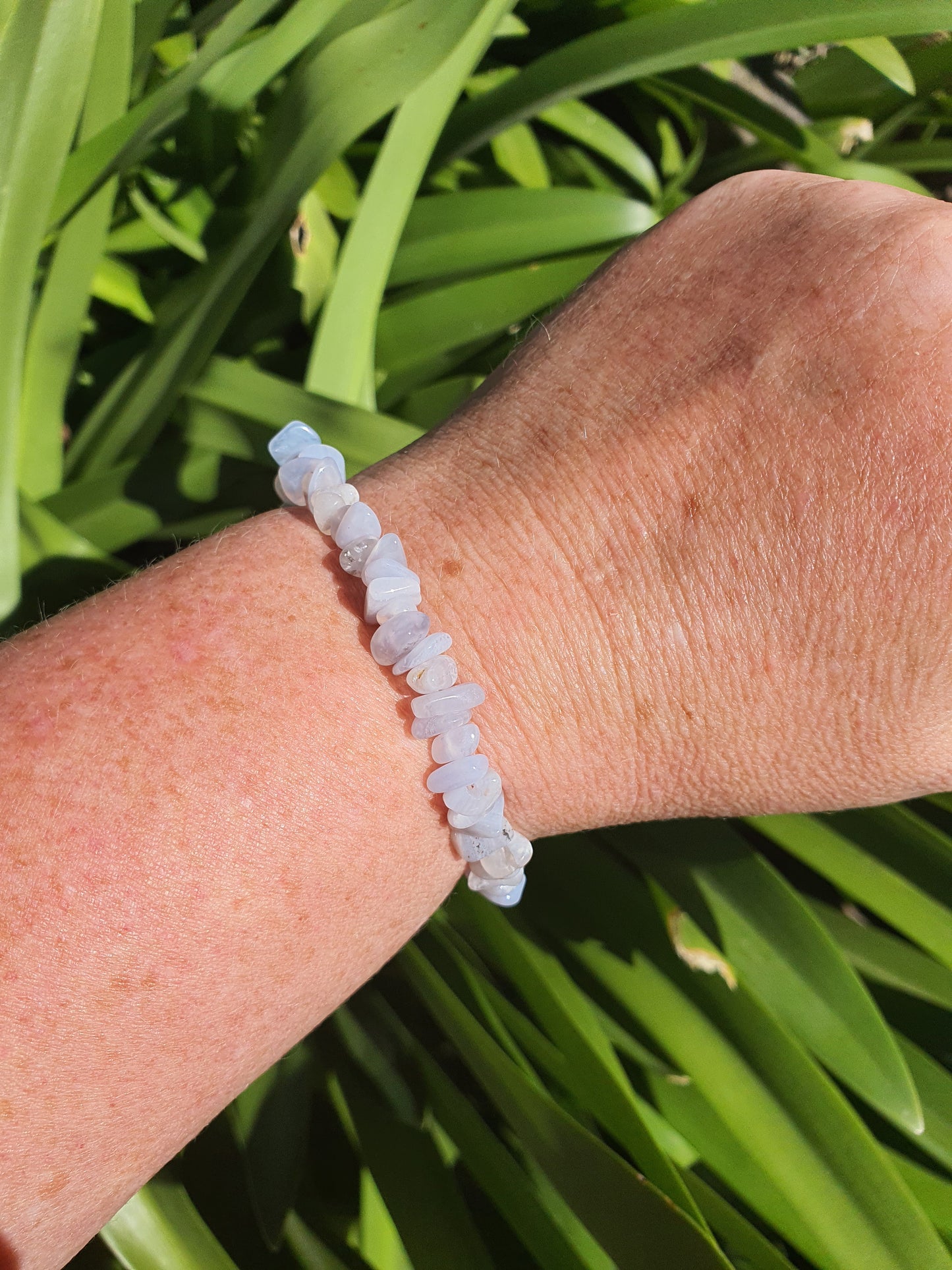 Blue Lace Agate Crystal Chip Bracelet