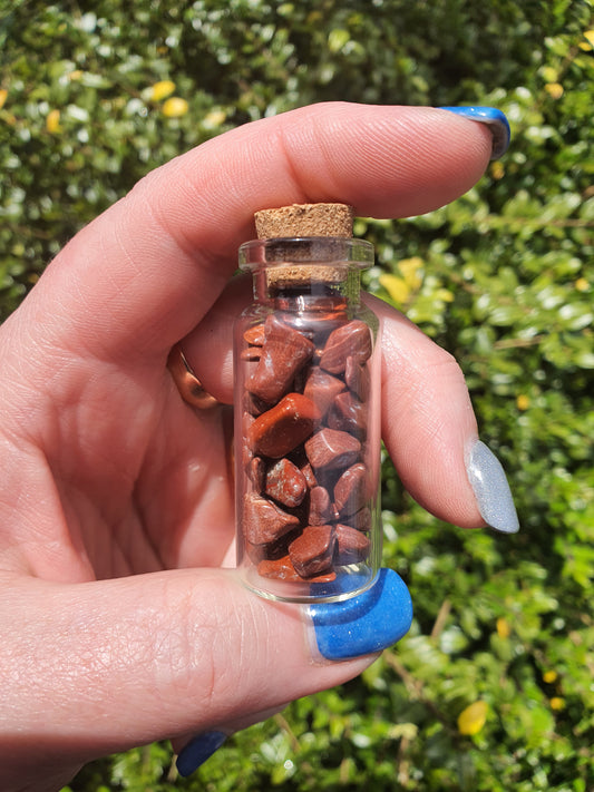 Red Jasper Crystal Chip Bottle