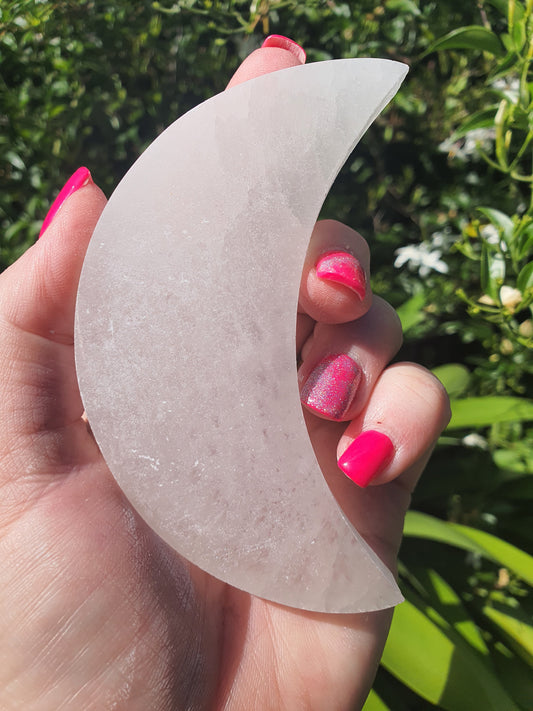 Selenite Charging Moon Plate Small