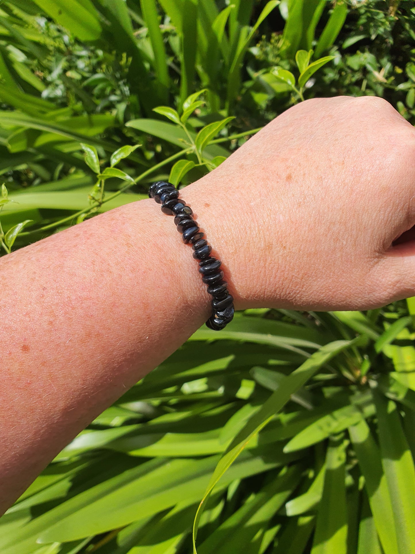 Blue Tigers Eye Crystal Chip Bracelet