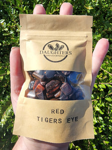 Red Tigers Eye Crystal Chip 100 gms Bag