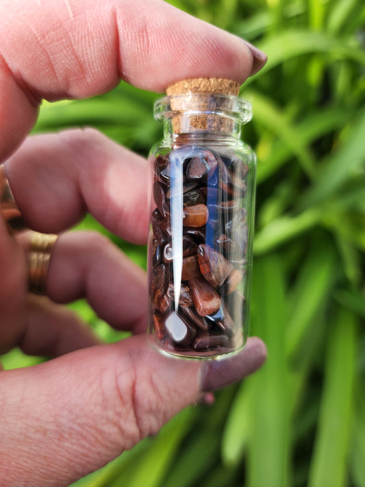 Red Tigers Eye Crystal Chip Bottle