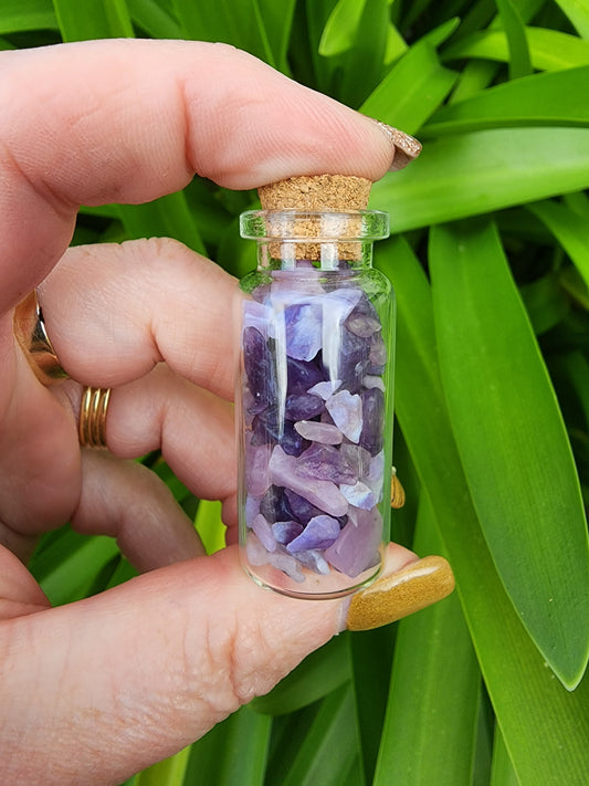 Lepidolite Crystal Chip Bottle