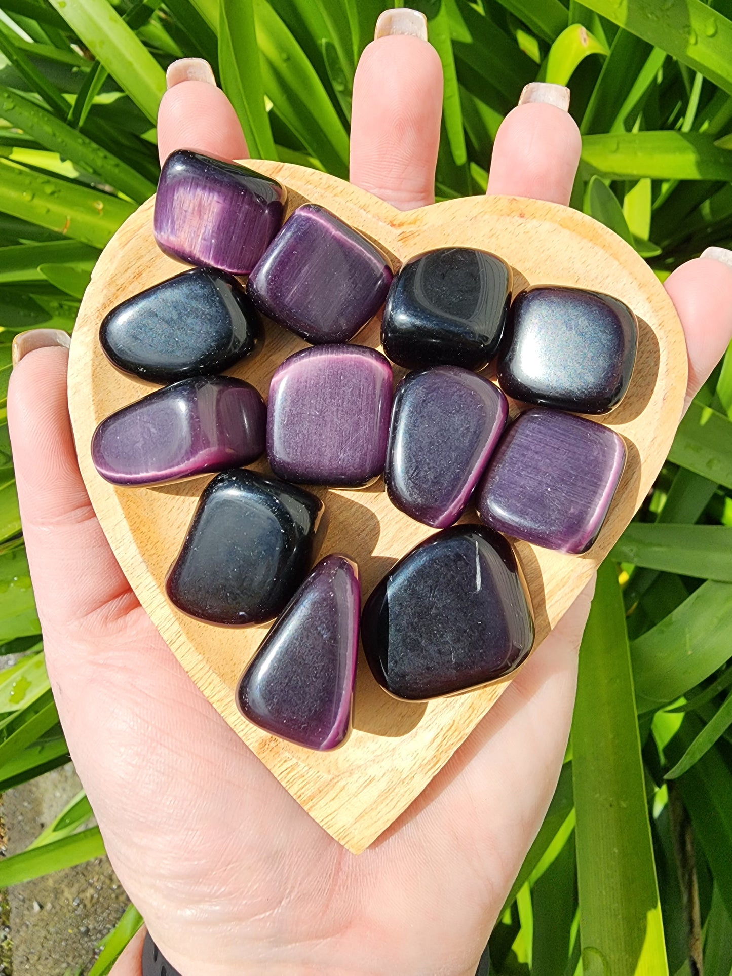 Cats Eye Purple Tumbled Stone