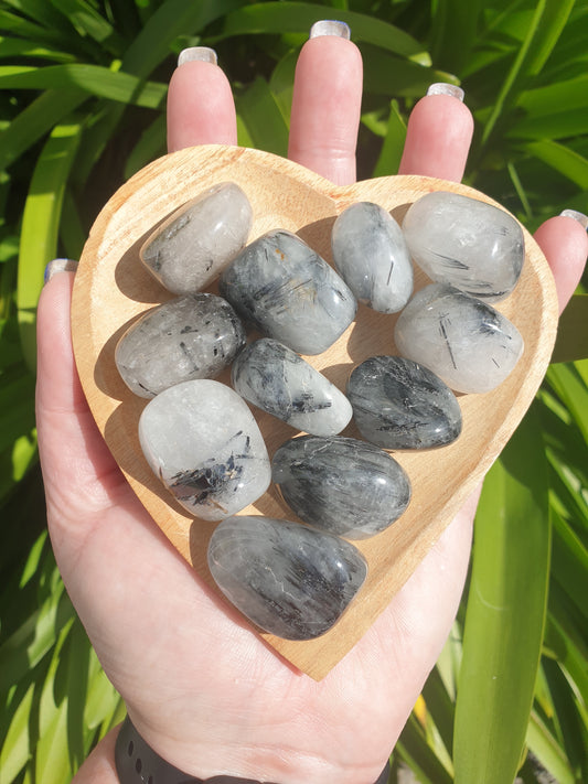 Quartz & Tourmaline Tumbled Stone