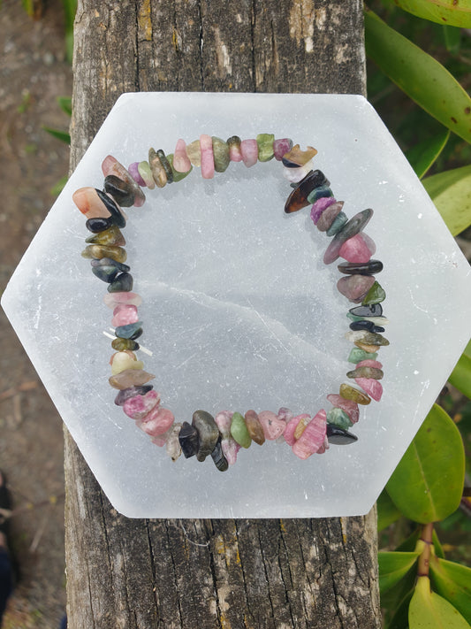 Mixed Tourmaline Crystal Chip Bracelet