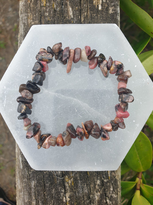 Rhodonite Crystal Chip Bracelet