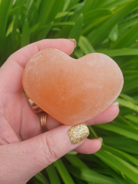 Orange Selenite Heart