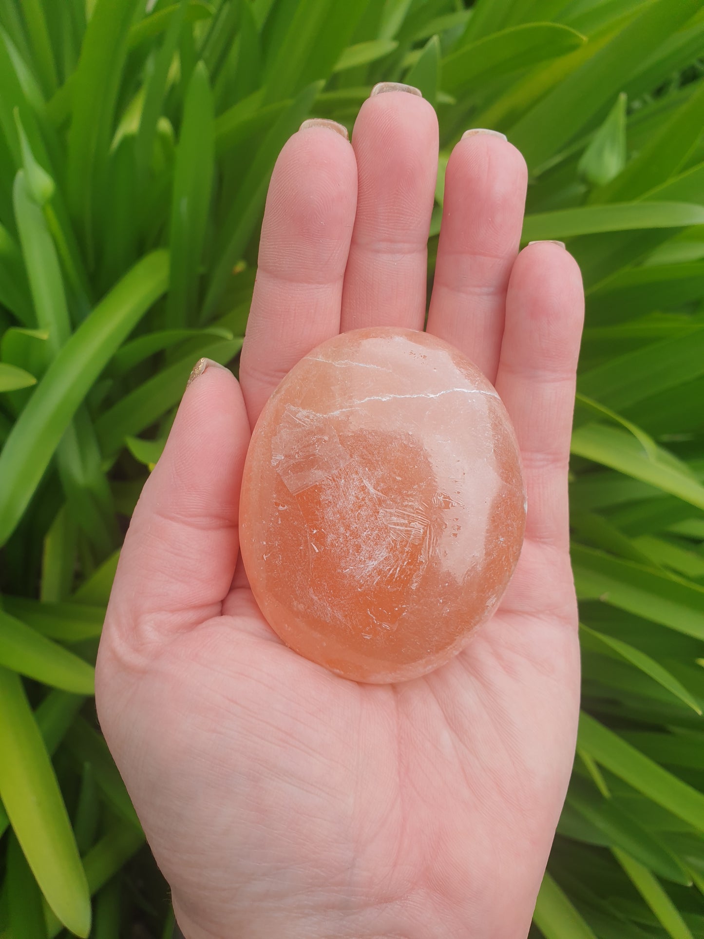 Orange Selenite Palm Stone