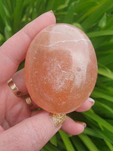 Orange Selenite Palm Stone
