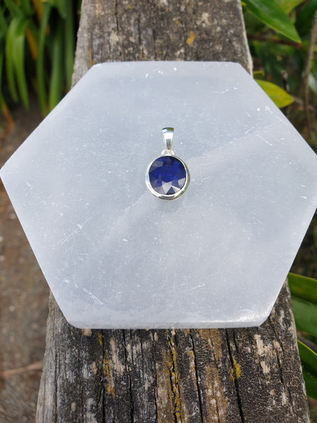 Blue Sapphire | Faceted Sterling Silver Pendant B